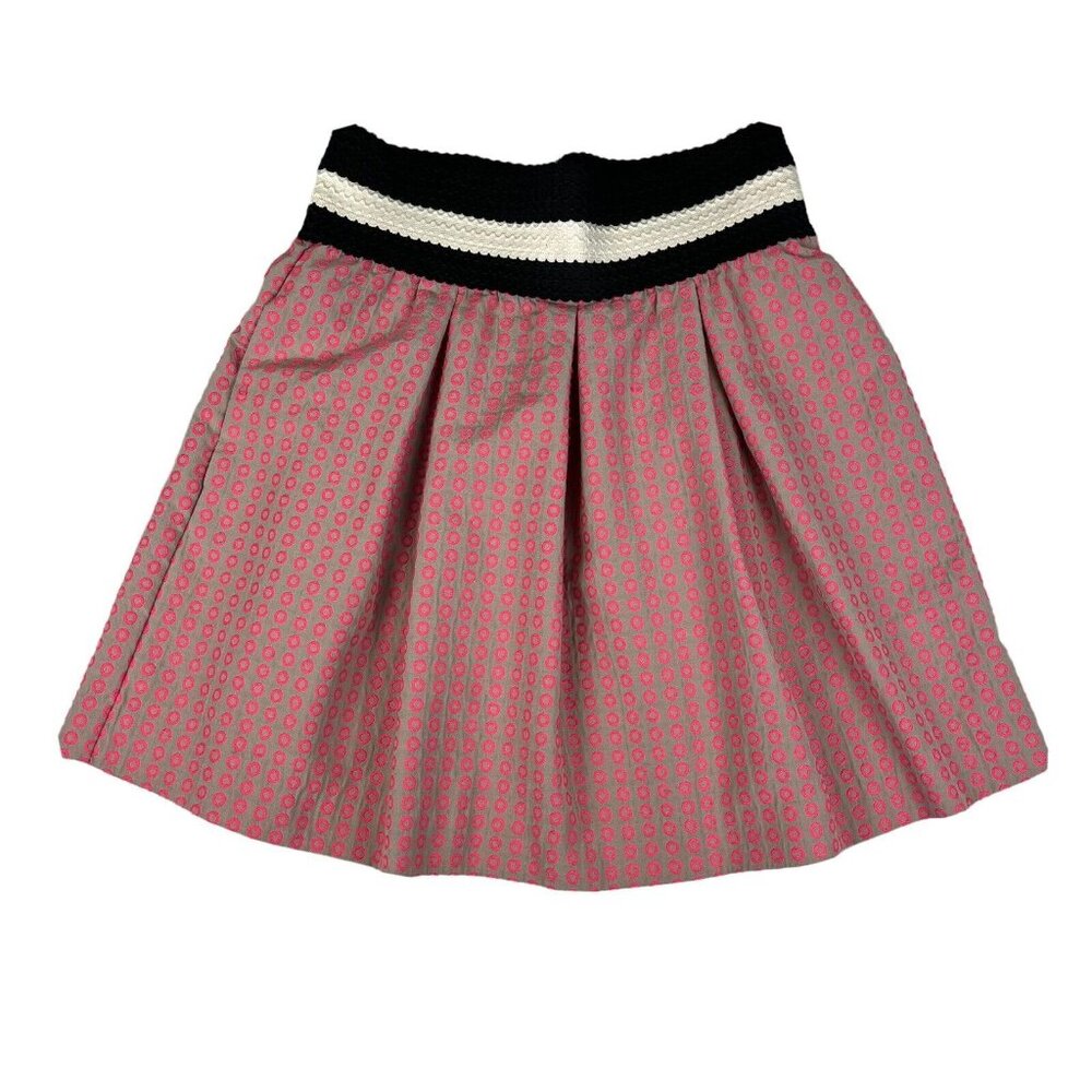 MAEVE Elastic Waist Tan Pink Circles A-Line Womens Skirt Size S‎ (E10088)